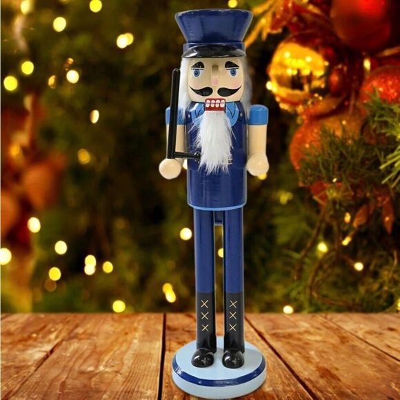 Policeman Santa Wood Nutcracker 15” Women Kids Men’s Christmas Home Decor New - Picture 4 of 6